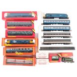 A quantity of Hornby OO gauge scale locomotives, carriages, etc, including R.075 British Rail