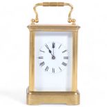 A French brass-cased striking carriage clock, H11.5cm not including handle