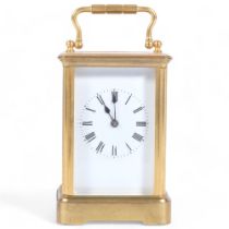 A French brass-cased striking carriage clock, H11.5cm not including handle