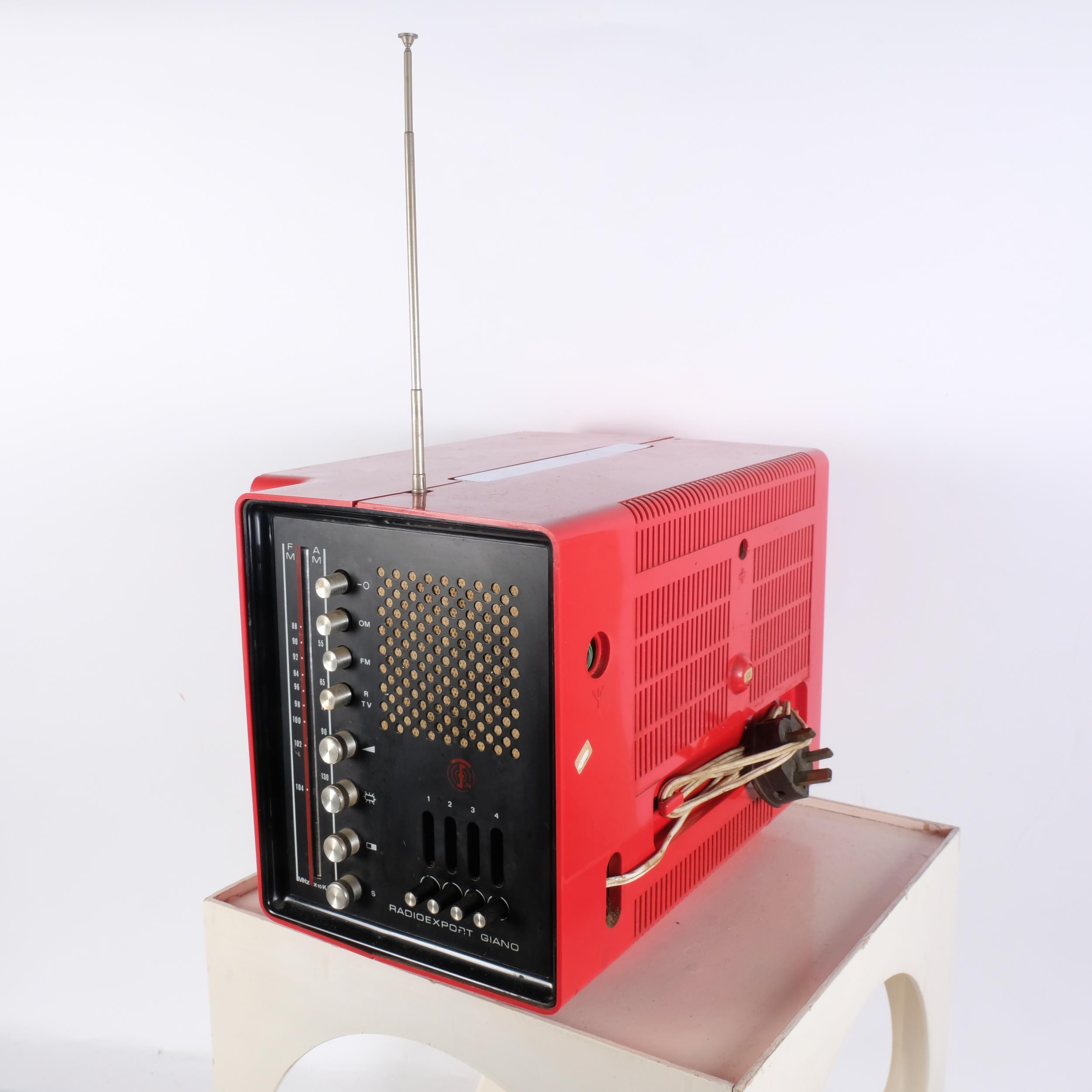 A 1970s' Radioexport Giano, Italian "Europhon" TV radio, red plastic casing, with a white plywood - Image 2 of 2