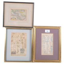 3 Antique hand coloured maps, including East Grinstead, the Turkish Empire, and the Route from