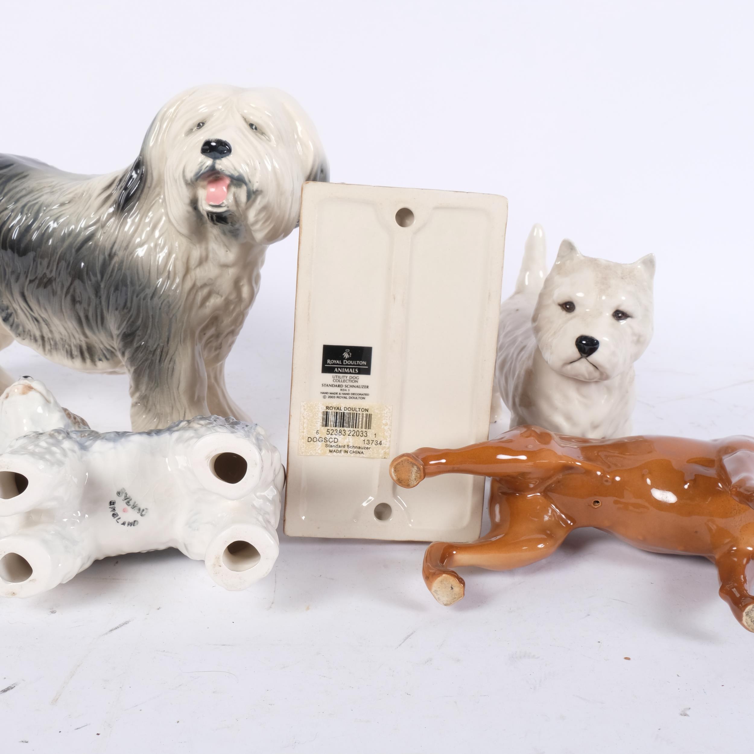 5 ceramic dogs, including Royal Doulton Standard Schnauzer, and a Beswick West Highland Terrier, - Image 2 of 2