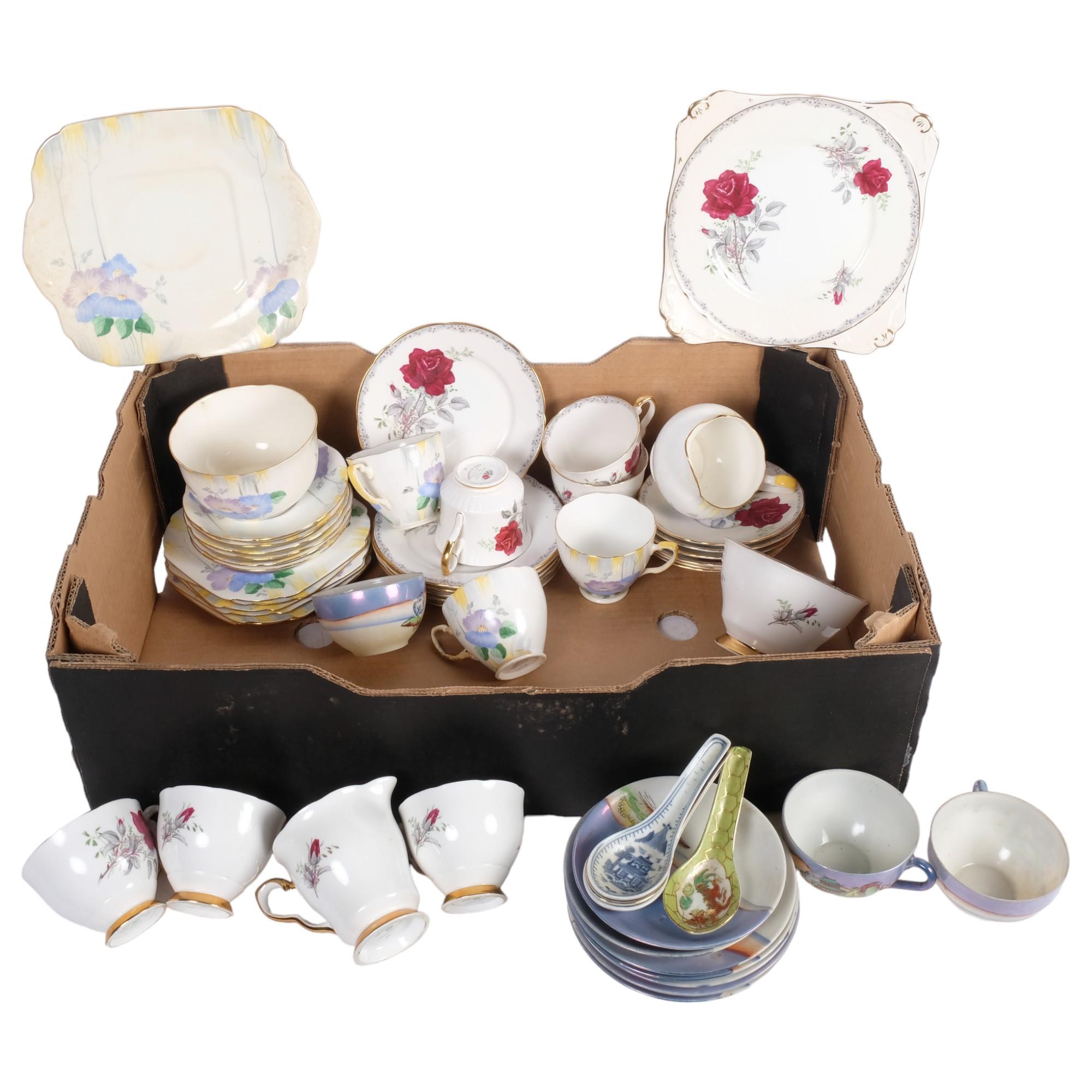 Royal Stafford rose decorated teaware, and other part sets