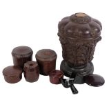 A selection of Vintage Bakelite and Bakelite style snuffboxes and tobacco jars, various heights