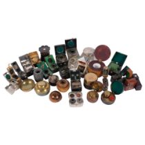 30 various travelling inkwells and tapers