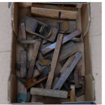 A collection of various Japanese woodworking planes, mallet, etc (boxful)