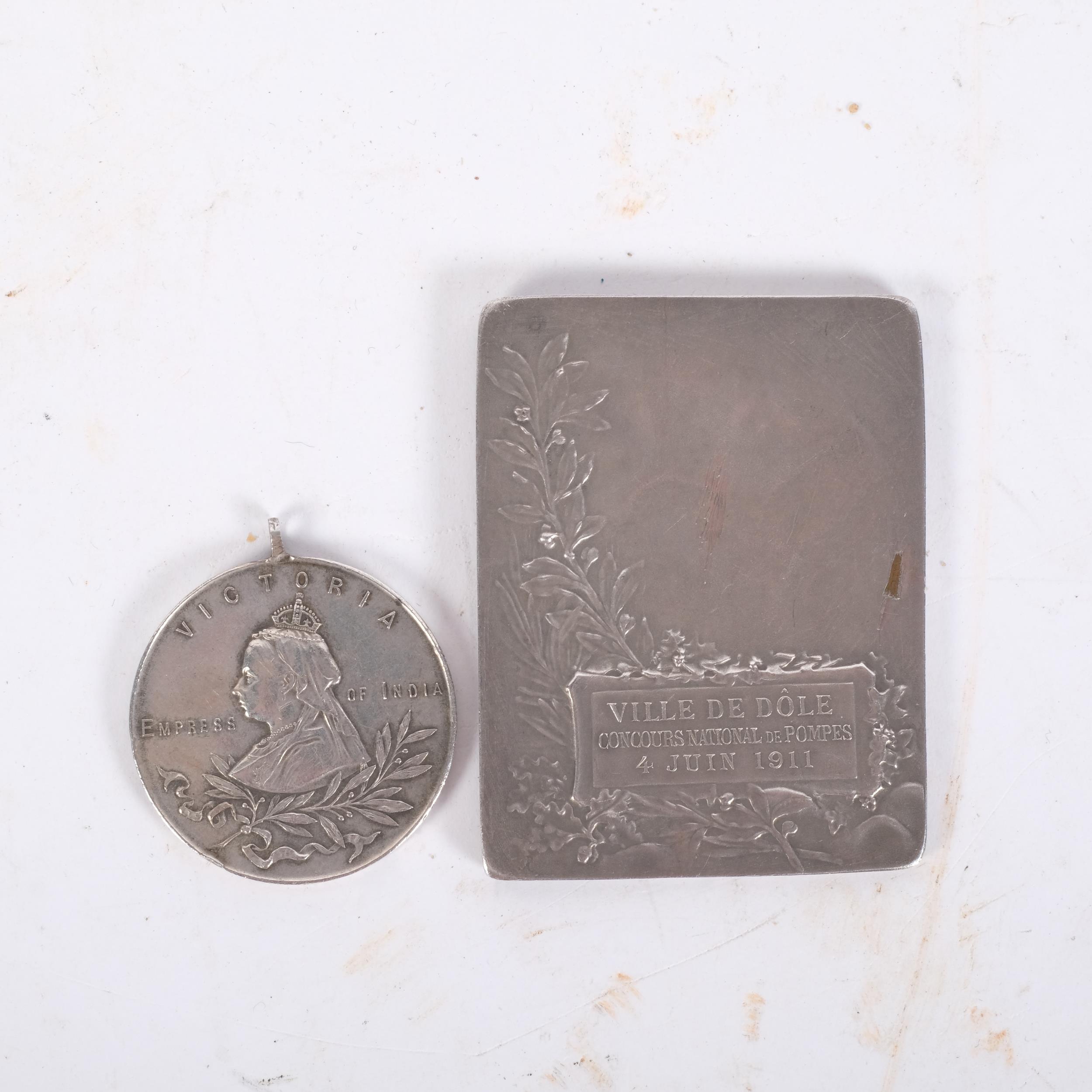 A Queen Victoria Army Temperance 80A Empress of India medal, together with a French medallion - Image 2 of 2