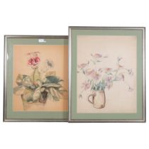 D Weeraat, 4 still life botanical studies, water and pencil, all framed