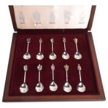 A cased limited edition set of 10 silver commemorative spoons "The Queen's Beasts Collection", all