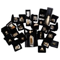 A collection of Mayfair quartz desk-top clocks of various designs, all cased (boxful)