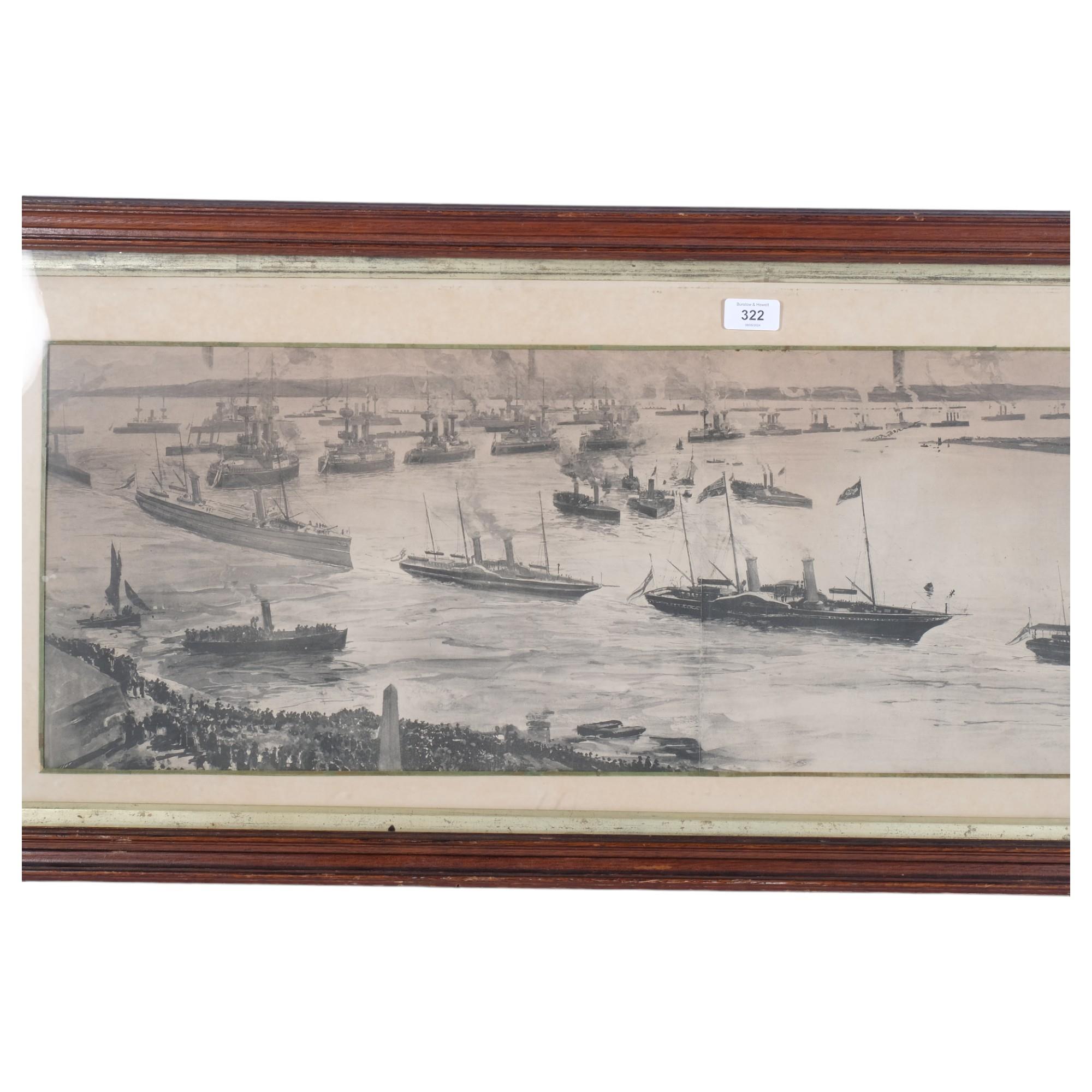 A C Steseppings Wright, a monochrome print, reviewing of the fleet, 41cm x 92cm, 47cm x 116cm