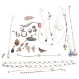 A collection of various silver and other costume jewellery