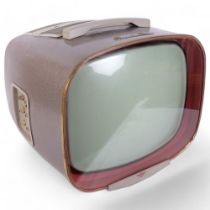 A 1950s' Kolster Brandes, KB Royal Star Television Set, pink body, 17 inch screen, on red feet and