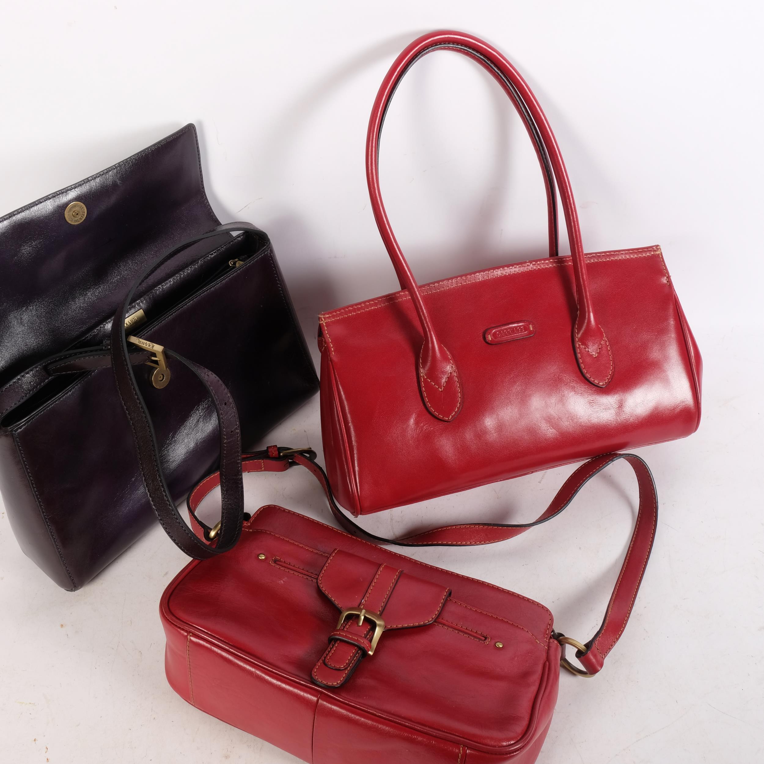 A group of 3 modern lady's handbags, including 2 red Carriage handbags, associated dust covers, - Image 2 of 2