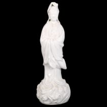 A Chinese blanc de chine figure of Guanyin, H30cm Good condition