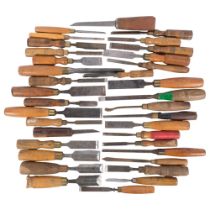 Approximately 35 various wood turning chisels and gouges
