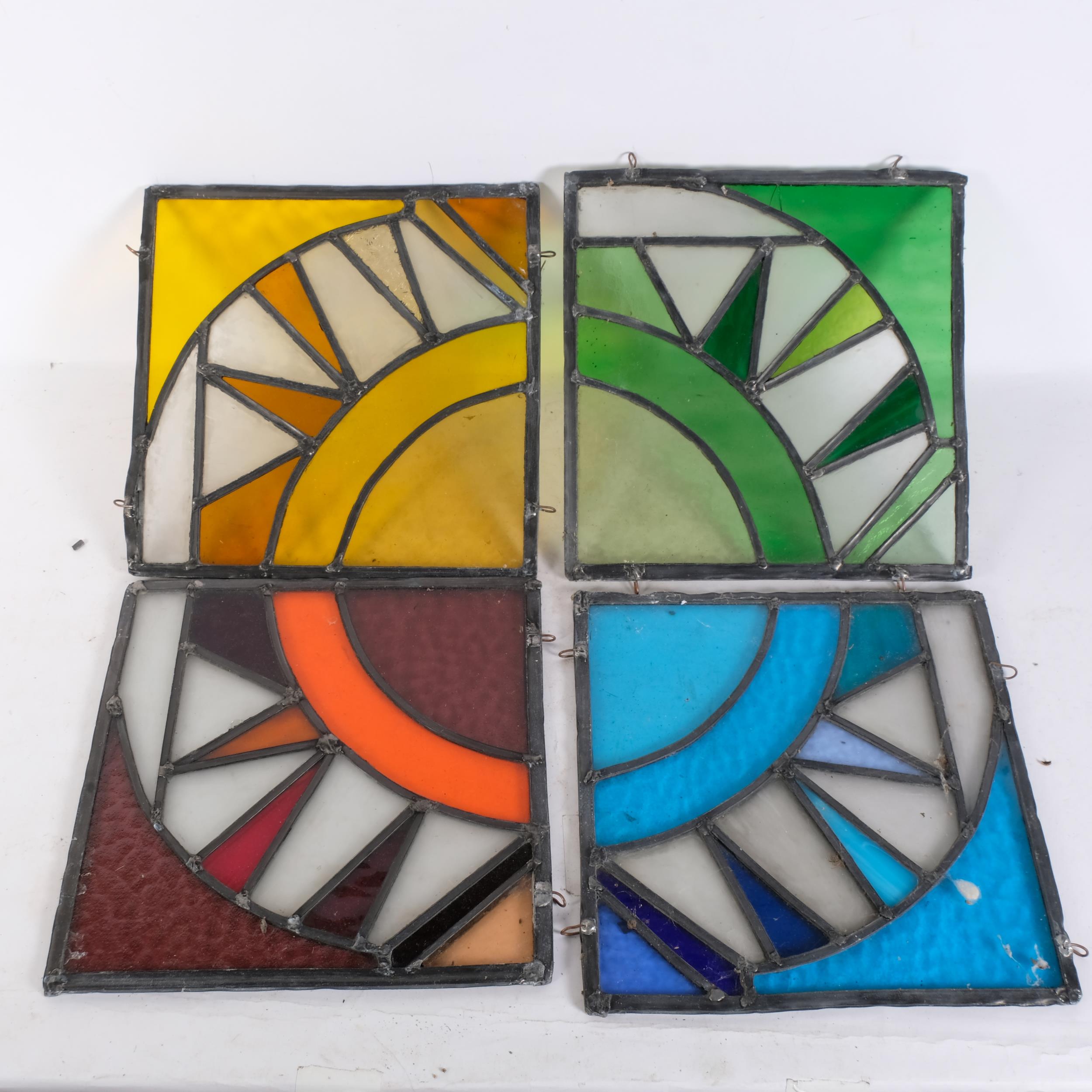A group of 5 iron-framed and leadlight coloured glass panels, 4 of the panels appear related, and - Image 2 of 2