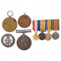 A group of miniature First and Second World War medals, a First World War medal and Defence medal
