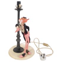 A Vintage plastic Pink Panther table lamp, 41cm, by Zlina, Italy