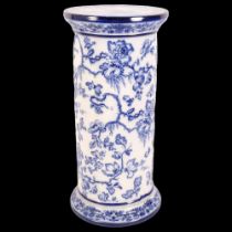 A Chinese design blue and white jardiniere/stick stand, H53cm Good overall condition, no obvious
