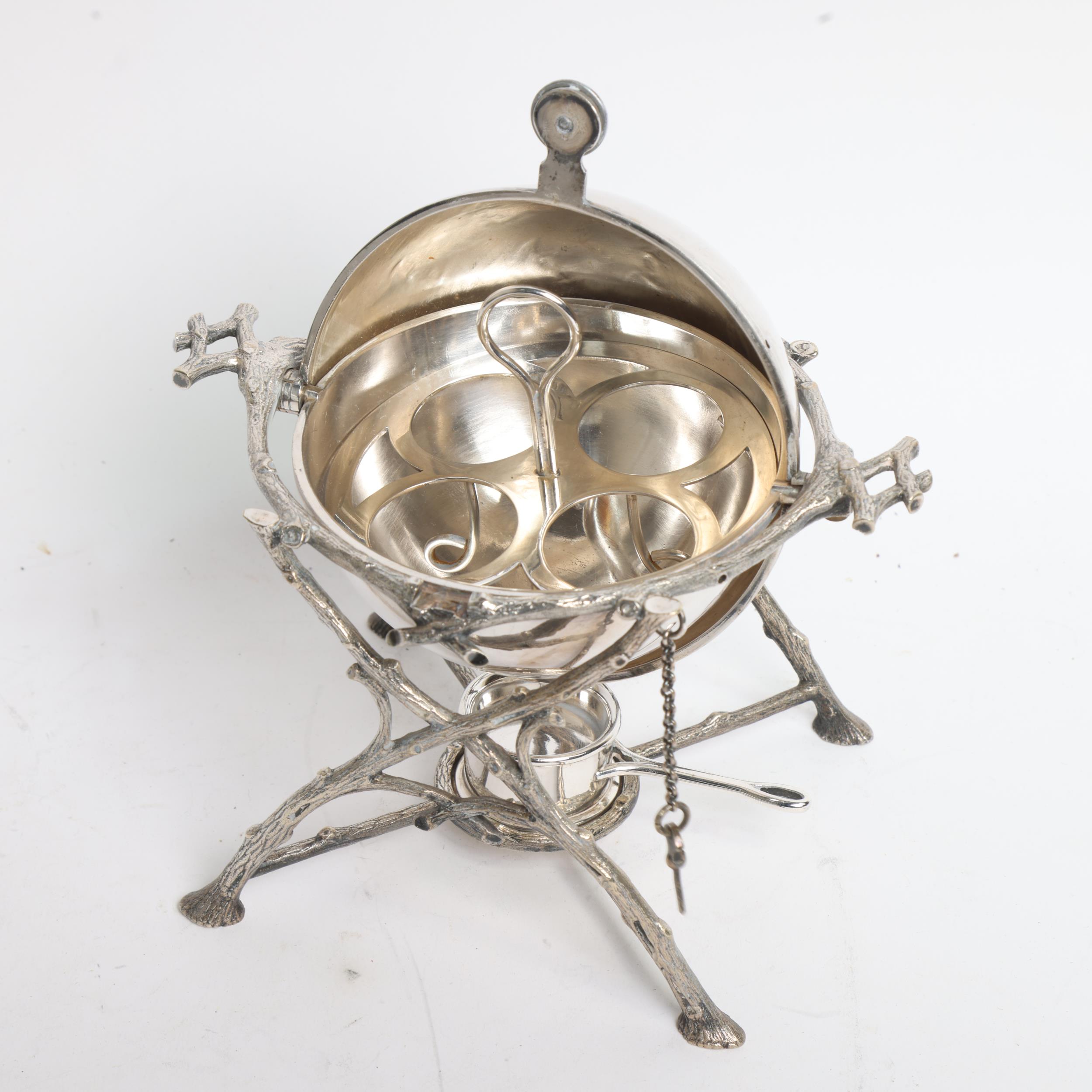 BENETEINK & COMPANY - an early 20th century silver plated egg coddler, with internal fitting for 4 - Image 2 of 2