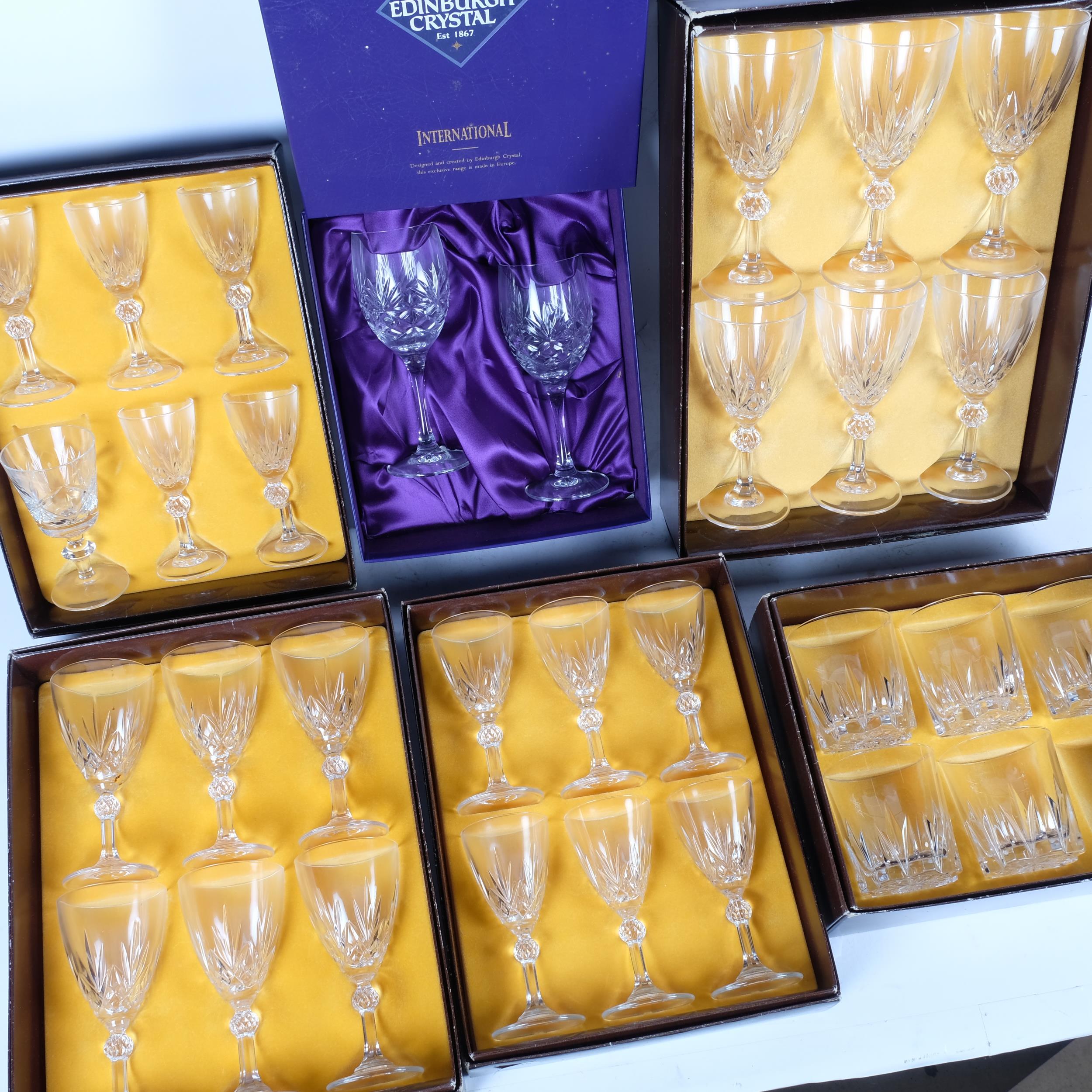 A pair of boxed Edinburgh crystal goblets, and 4 boxed sets of 6 cathedral crystal glasses, and a - Image 2 of 2