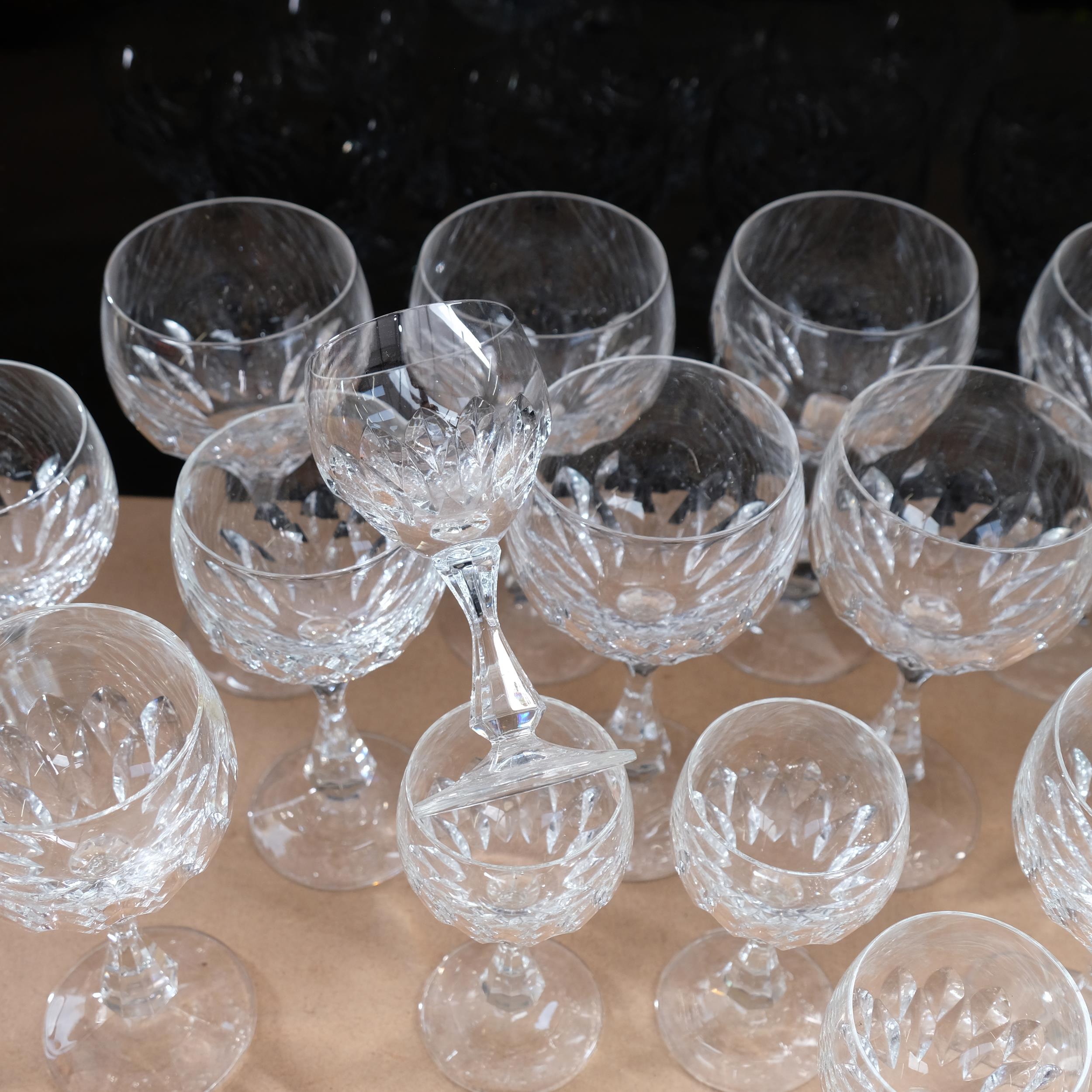 6 German Zweisel cut-crystal wine goblets, H16.5cm, 5 matching smaller goblets, and 4 Port glasses - Image 2 of 2