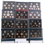 12 x 1990s UK proof coin collection sets, etc