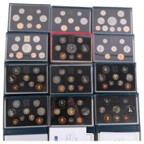 12 x 1990s UK proof coin collection sets, etc