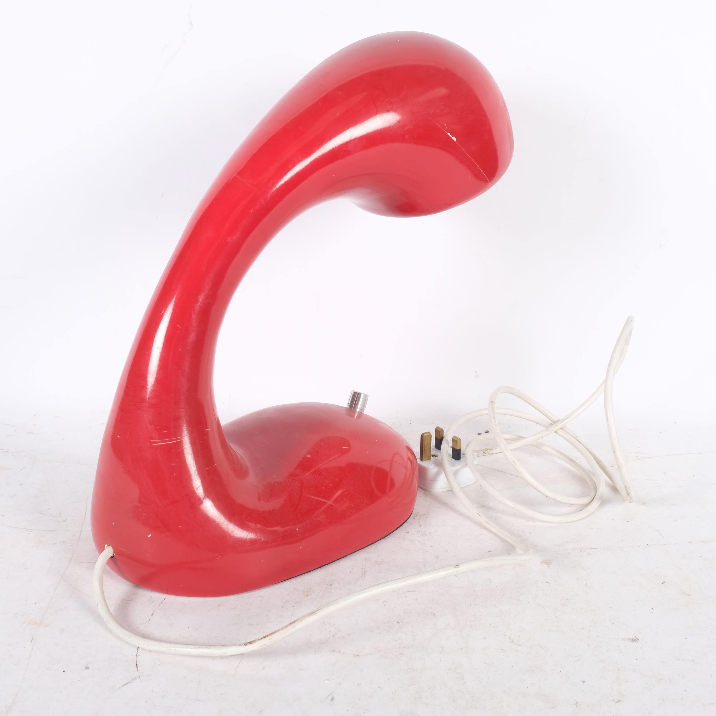 Unusual modern red plastic modern table lamp (cracked), H34cm - Image 2 of 2