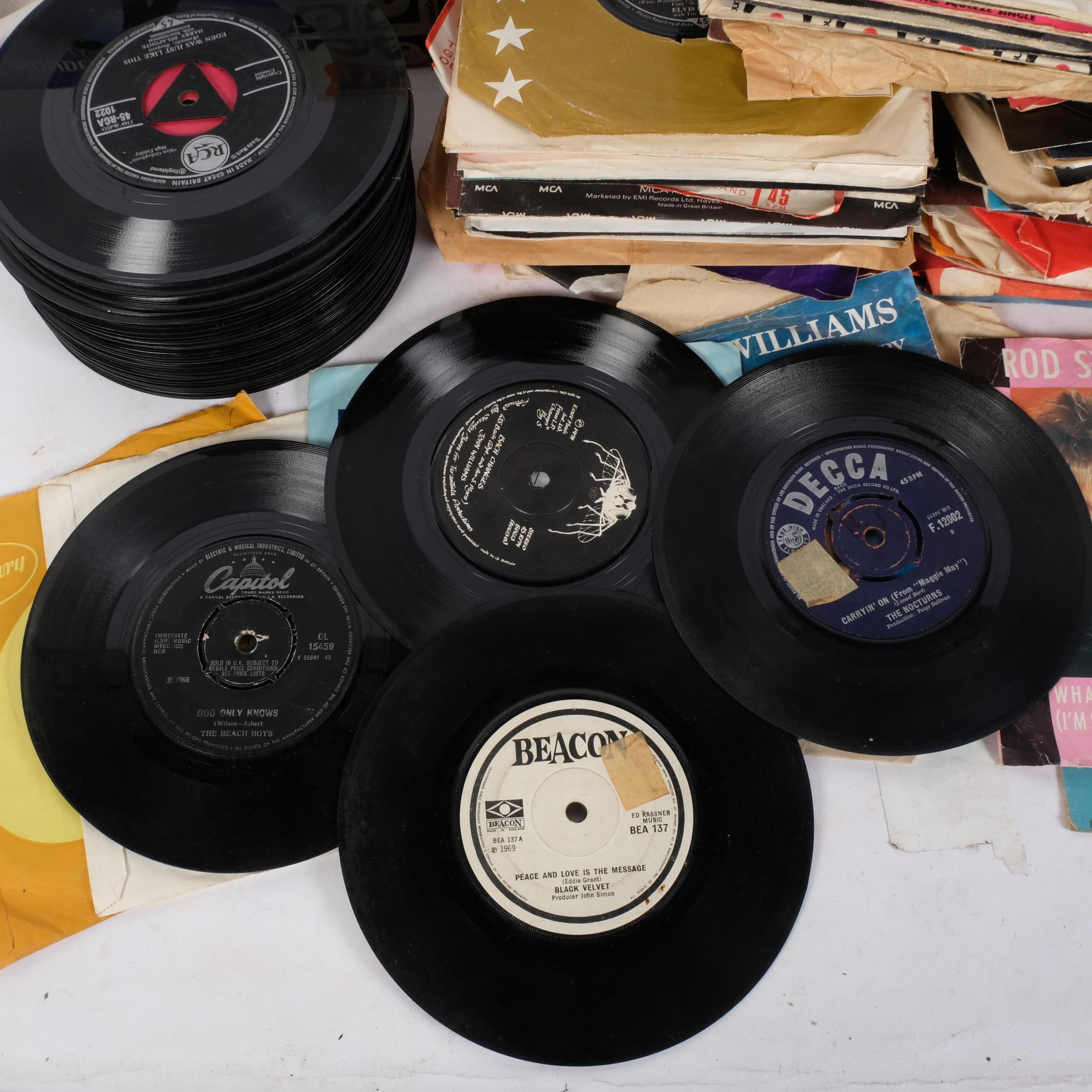 A quantity of vinyl 7" records, various artists and genres, including Paul McCartney, Elvis Presley, - Image 2 of 2