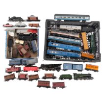 A quantity of OO gauge locomotives, goods wagons, carriages, etc, various brands including Hornby