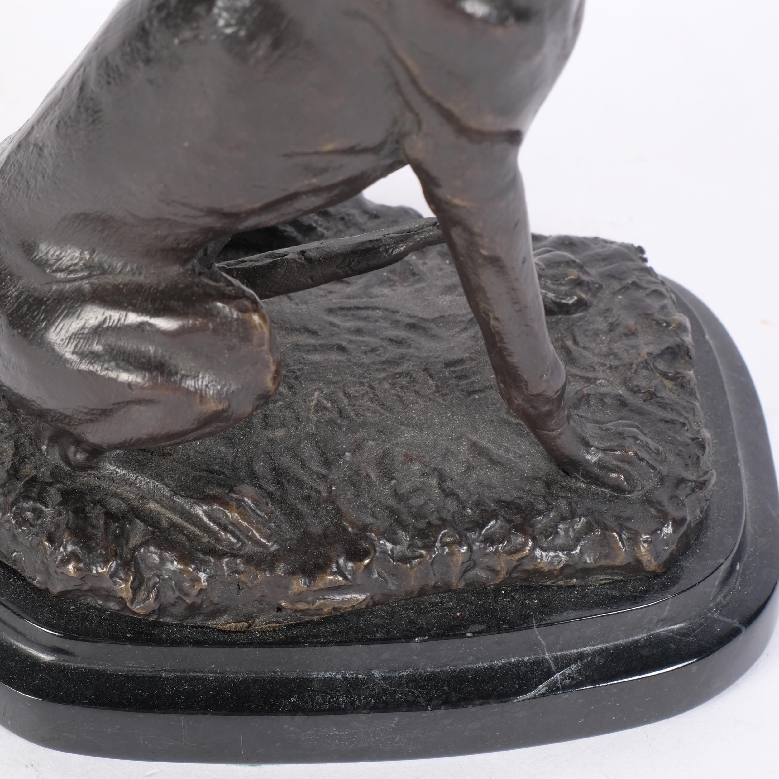 A bronze sculpture of a seated Greyhound, on marble plinth, H19.5cm - Image 2 of 2