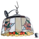 A Tiffany style leadlight ceiling light shade, with floral design, 32cm diameter