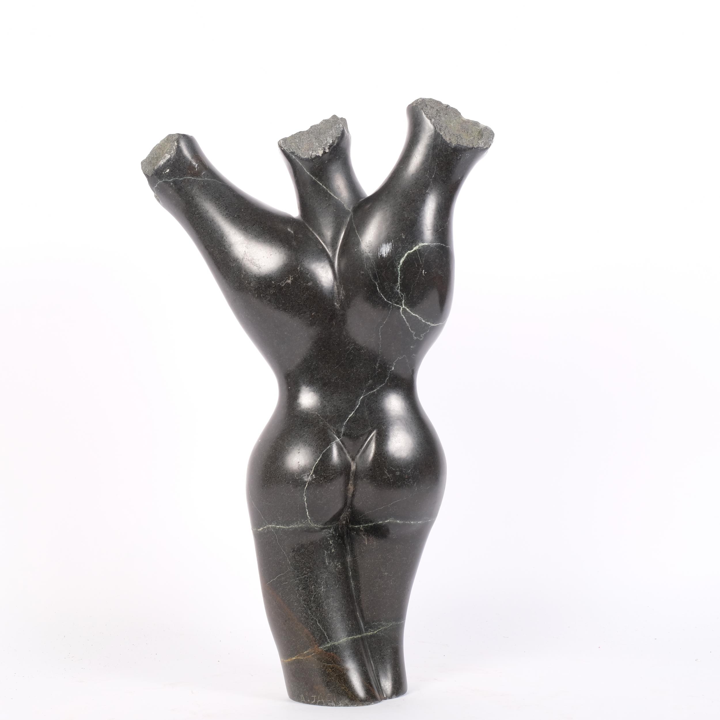 A carved and polished stone female bust, H43cm - Image 2 of 2