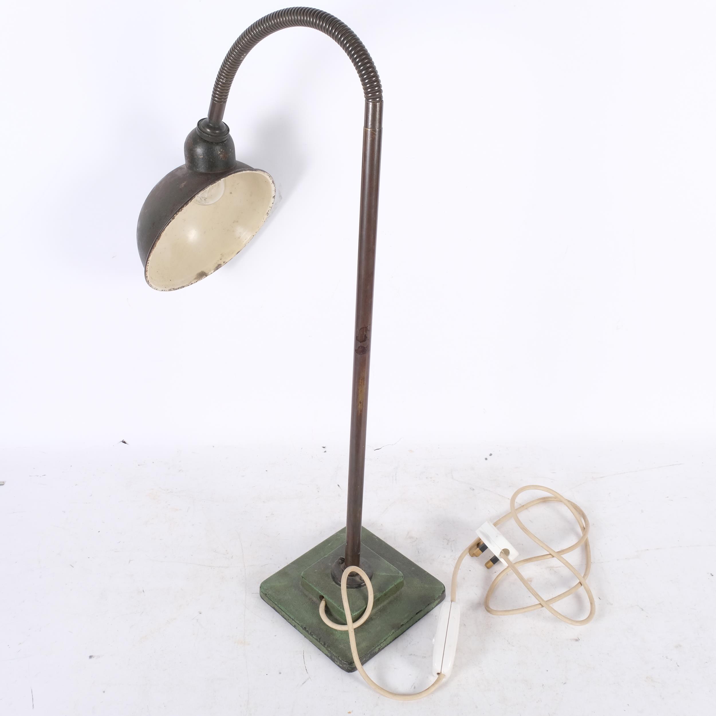 Vintage copper desk lamp, with adjustable metal shade - Image 2 of 2