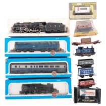 A quantity of OO gauge Airfix locomotives goods wagons and other items, including a boxed Prairie