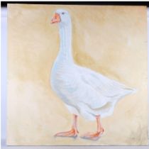 Clive Fredriksson, oil on canvas, study of a goose, 100cm x 100cm, unframed