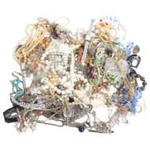 A tray of mixed Vintage and other costume jewellery, including a Georgian buckle, various chains,