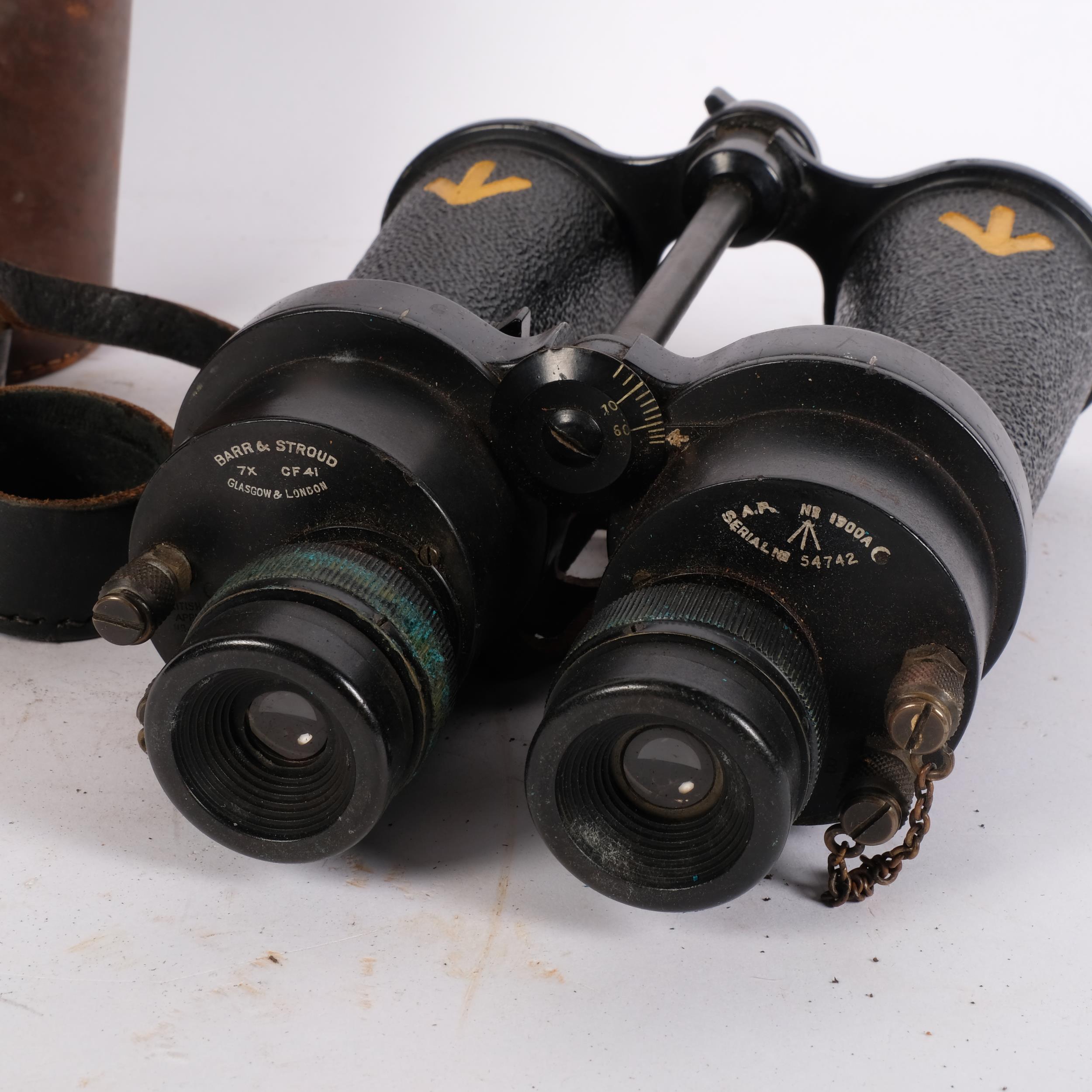 A pair of Barr & Stroud Royal Navy anti-submarine hunting binoculars, serial no. 54742, with - Image 2 of 2