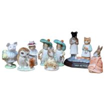 7 Beswick figures, including Ginger & Pickles on plinth, and Royal Doulton Beatrix Potter Mrs Apple