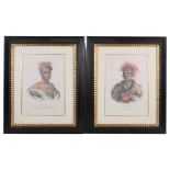 A pair of framed prints - studies of Mon-Chonsia - a Kansas Chief, published by Daytel, Rite &