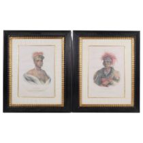 A pair of framed prints - studies of Mon-Chonsia - a Kansas Chief, published by Daytel, Rite &