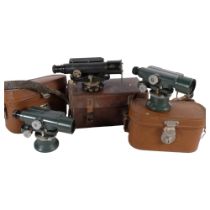 3 cased surveyor's level, and stands including a tripod, etc