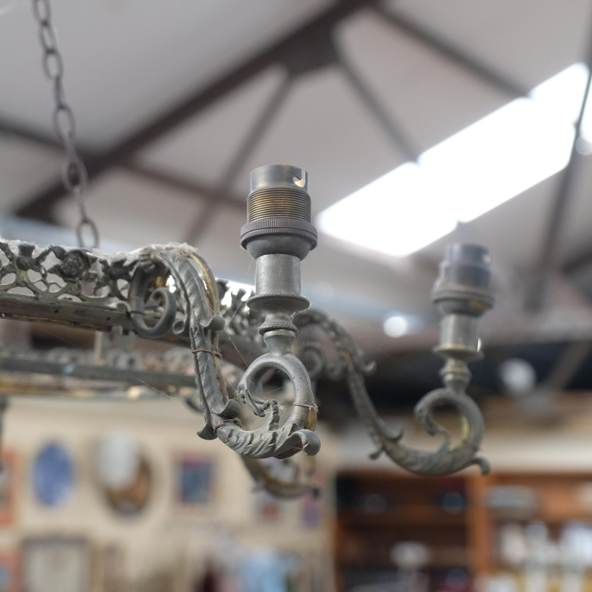 Cast-brass 8-branch circular chandelier - Image 2 of 2