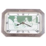 MAPPIN & WEBB - an early 20th century chrome plate cased desk clock, with strut, black Roman