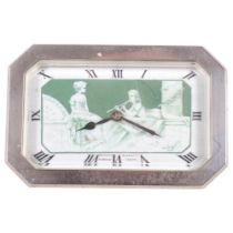 MAPPIN & WEBB - an early 20th century chrome plate cased desk clock, with strut, black Roman