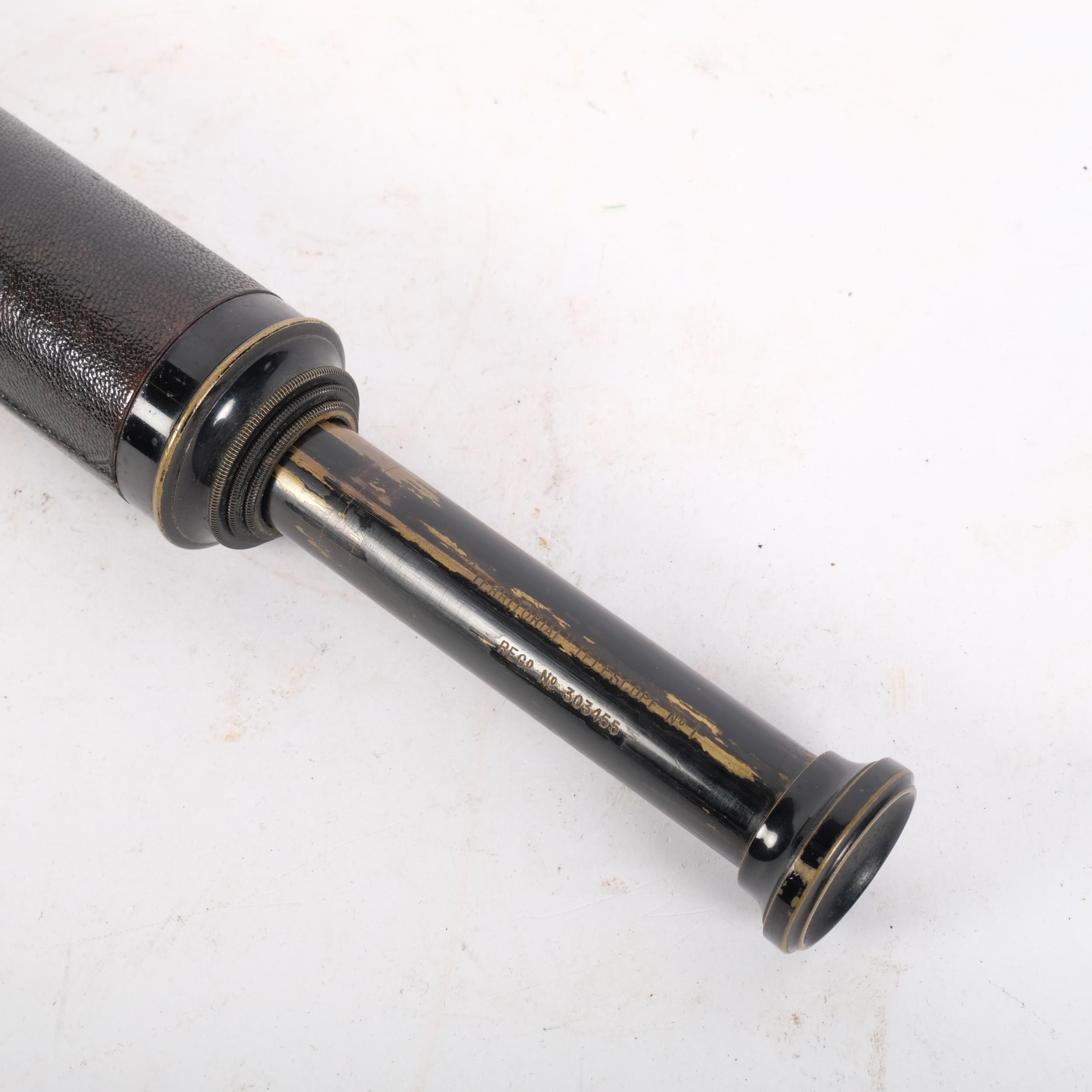 A brass 3-draw telescope "Territorial telescope no. 1" registration no. 303455 60 - Image 2 of 2