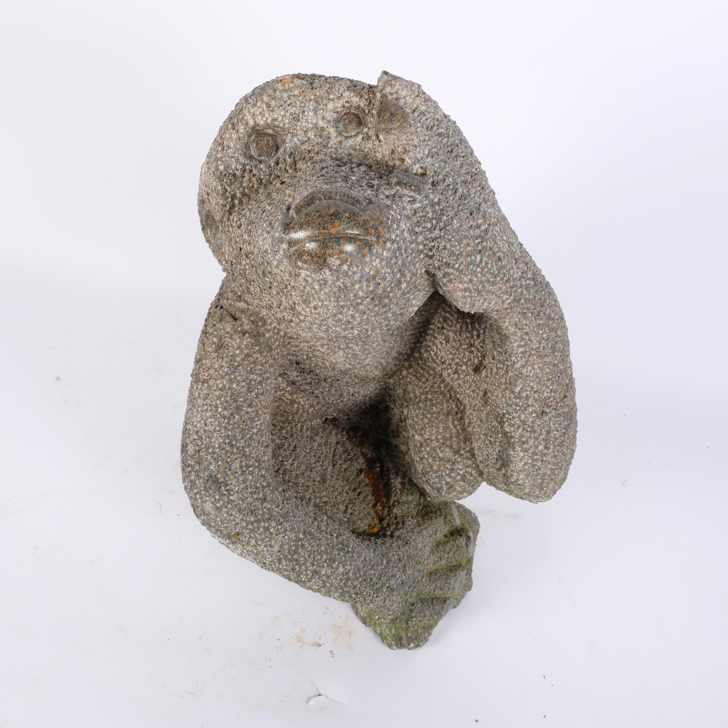 A large hand carved stone study of a monkey, H46cm - Image 2 of 2