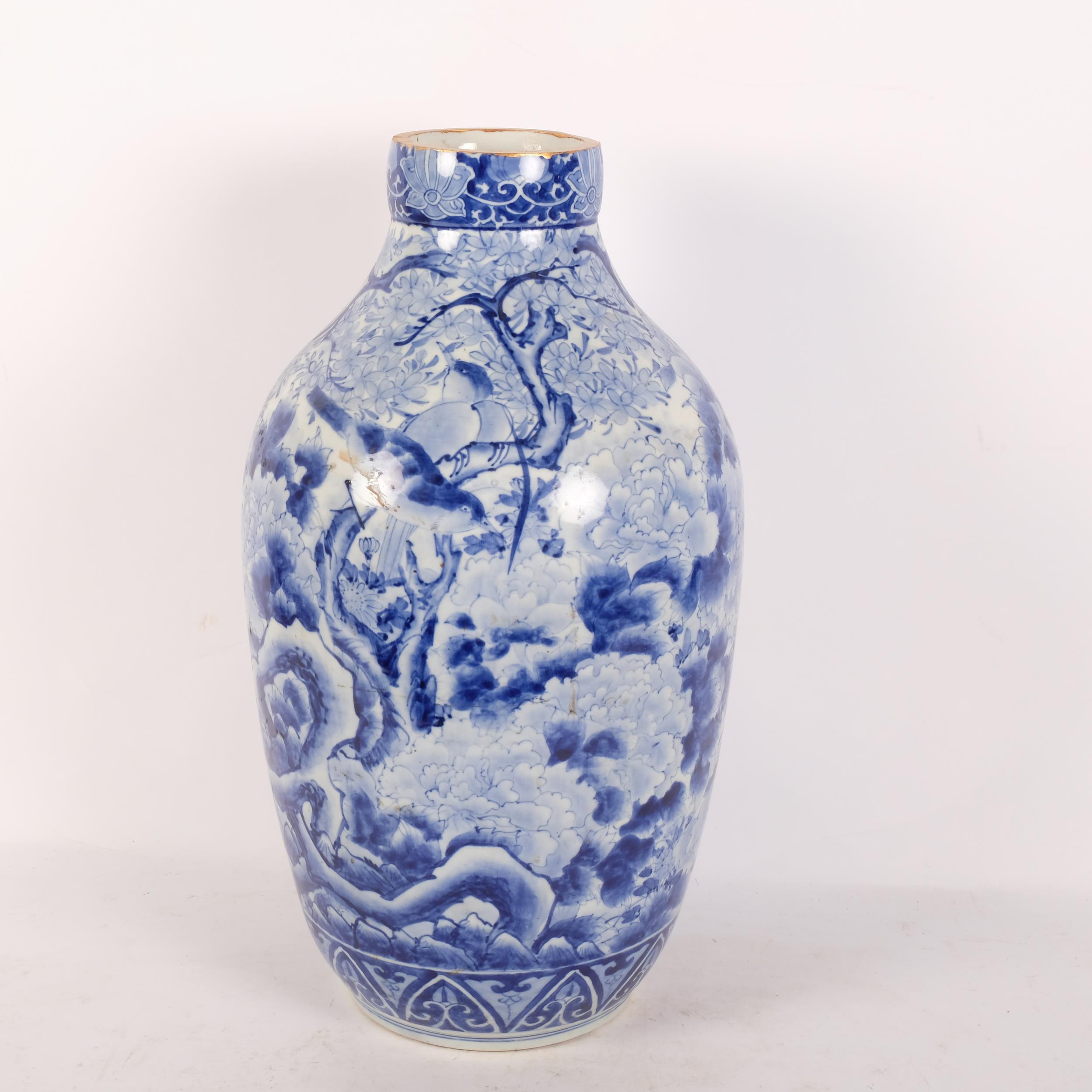 A large Chinese design blue and white vase, H46cm Good overall condition, no obvious repairs, no - Image 2 of 2